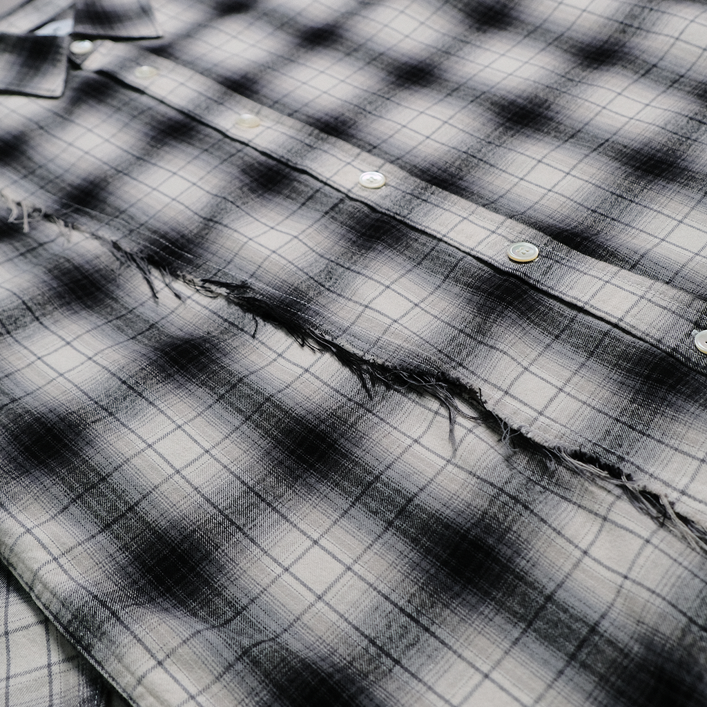 Honour Frayed Overshirt - Shadow Plaid
