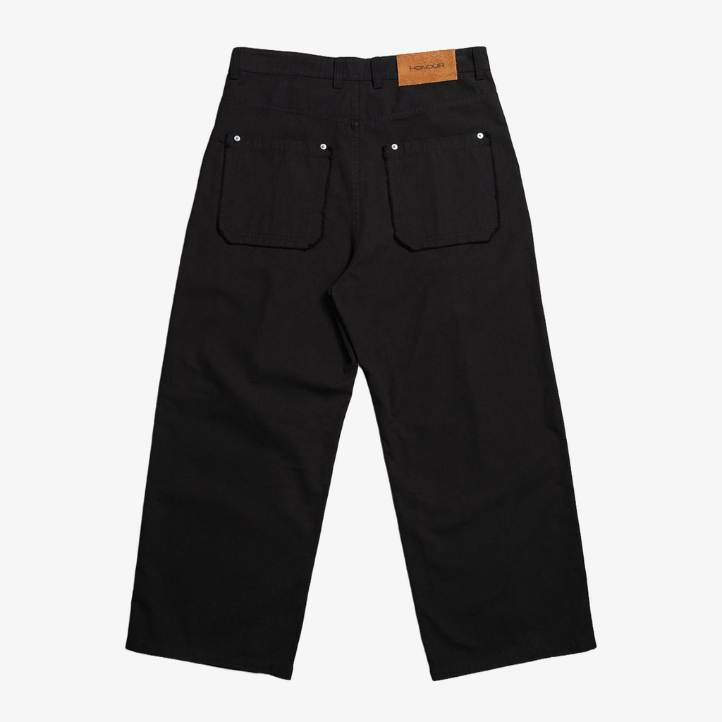 Honour Frayed Relaxed Fit Pant - Black