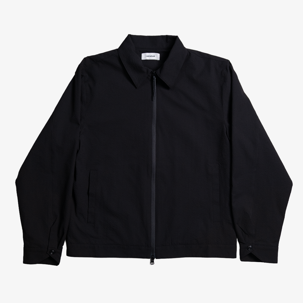 Honour Seersucker Pleated Blousson - Black