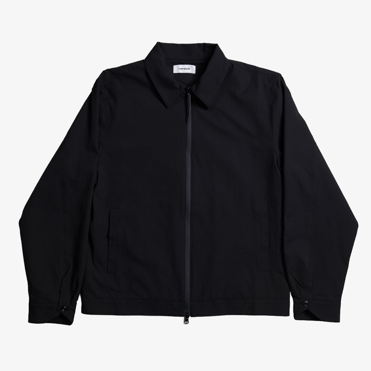 Honour Seersucker Pleated Blousson - Black