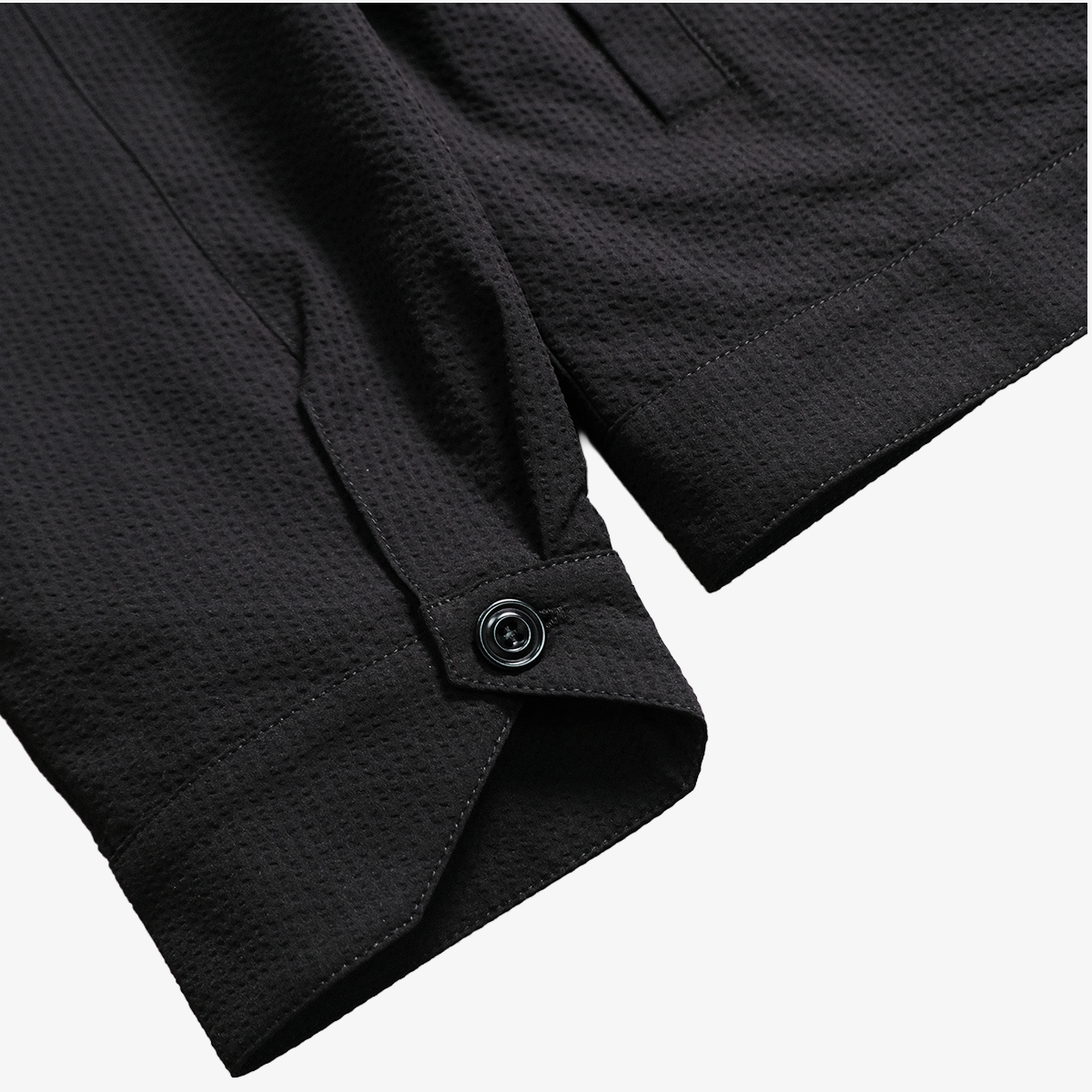Honour Seersucker Pleated Blousson - Black