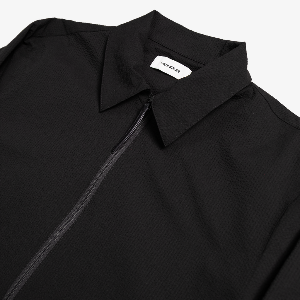 Honour Seersucker Pleated Blousson - Black