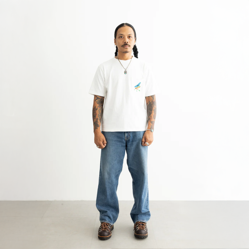 Jan Koleksi Burung Pocket Tee "White"