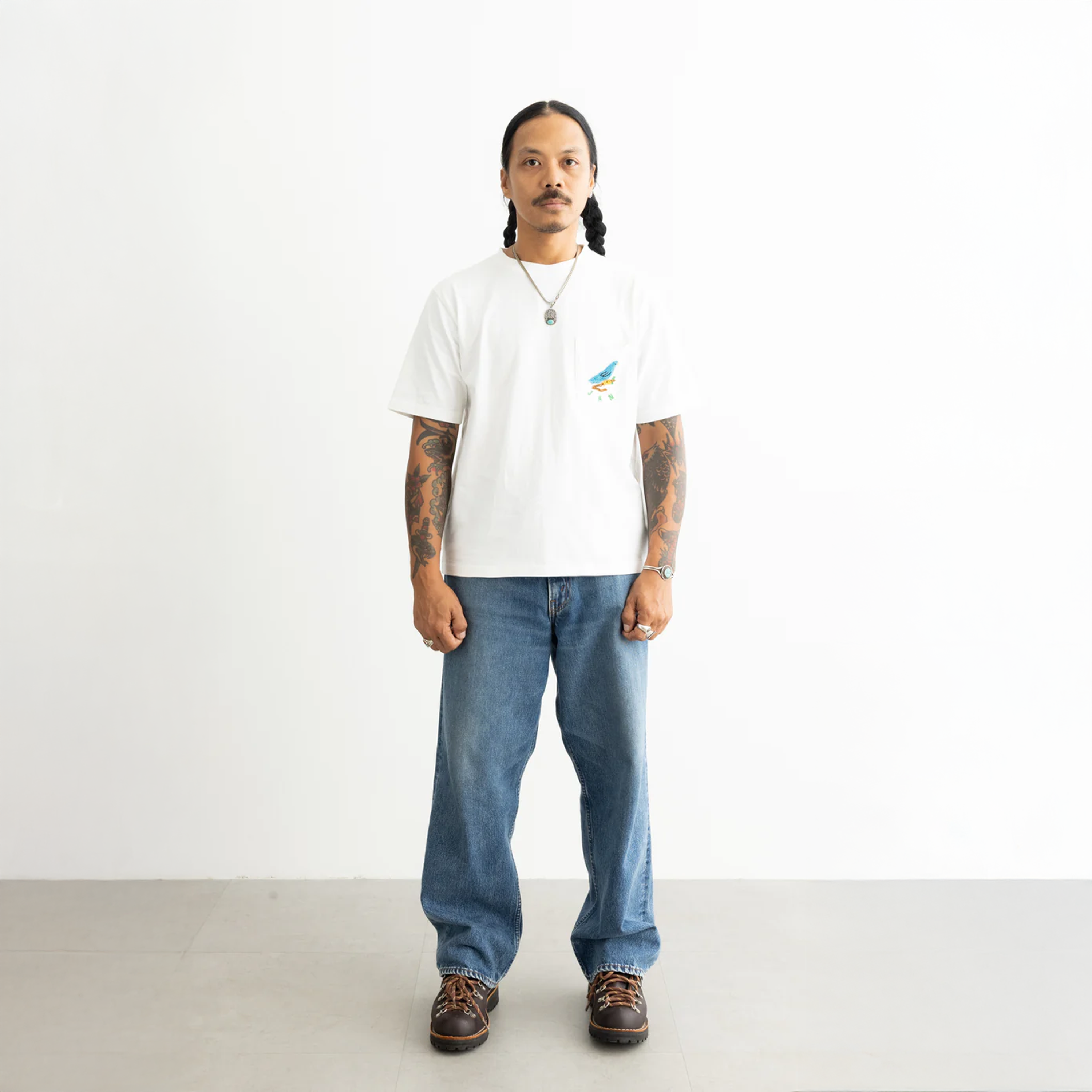 Jan Koleksi Burung Pocket Tee "White"