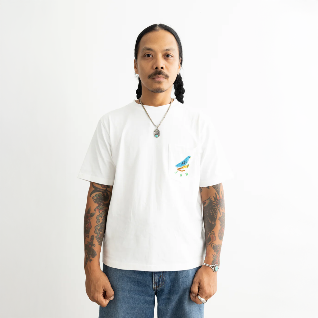 Jan Koleksi Burung Pocket Tee "White"