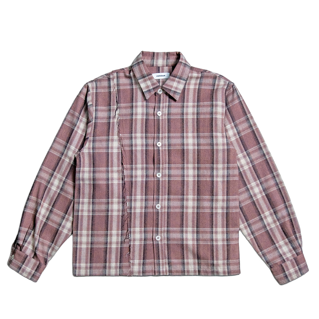 Honour Frayed Overshirt - Dusty Pink Check