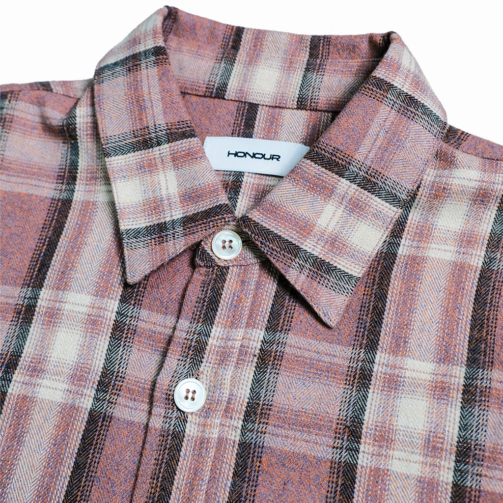 Honour Frayed Overshirt - Dusty Pink Check