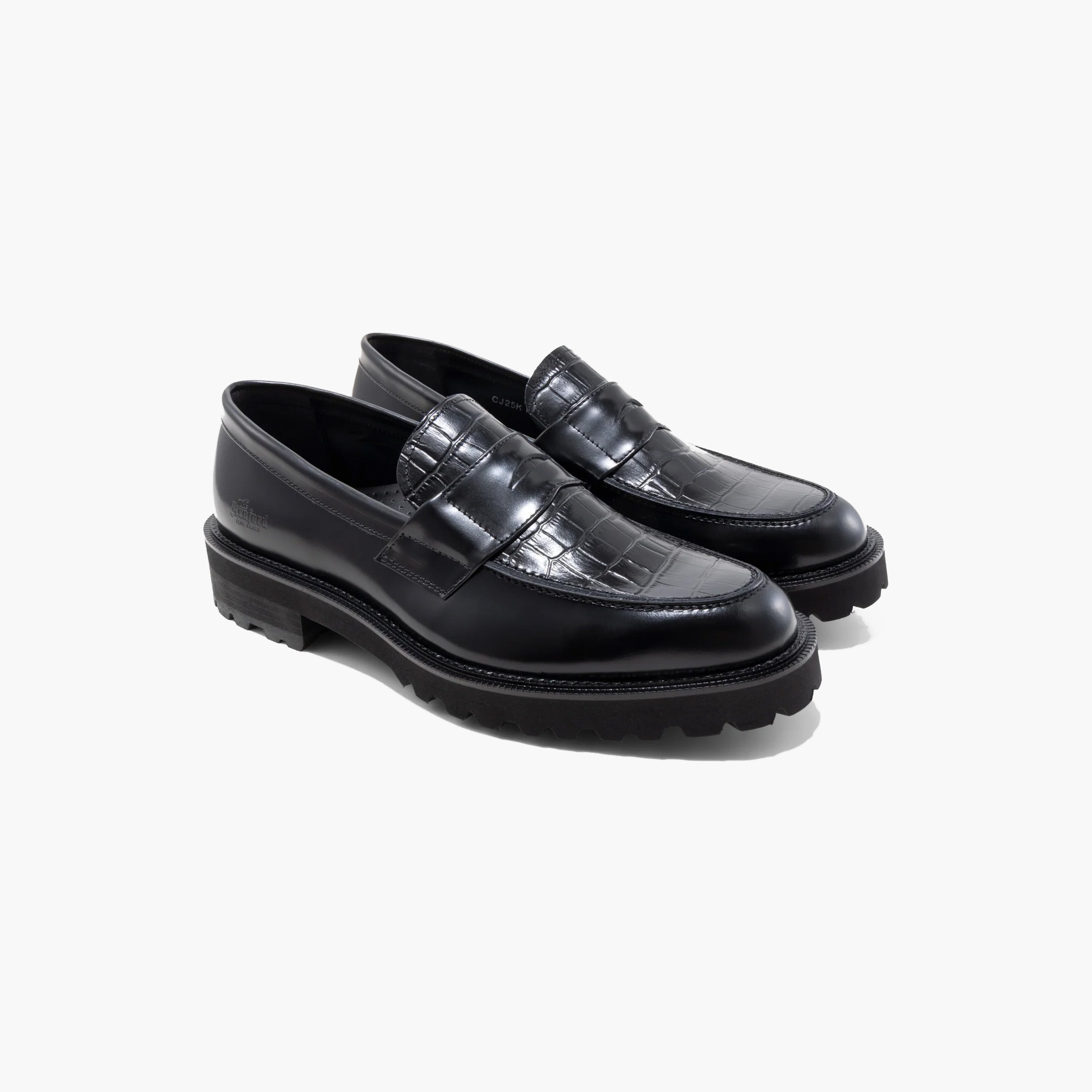 Kenford New Classic Coin Loafers "Black Crocodile"