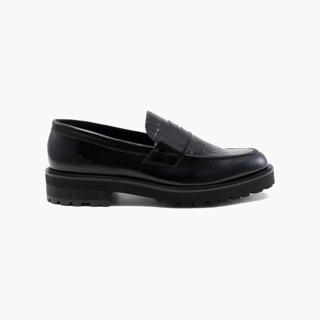 Kenford New Classic Coin Loafers "Black Crocodile"