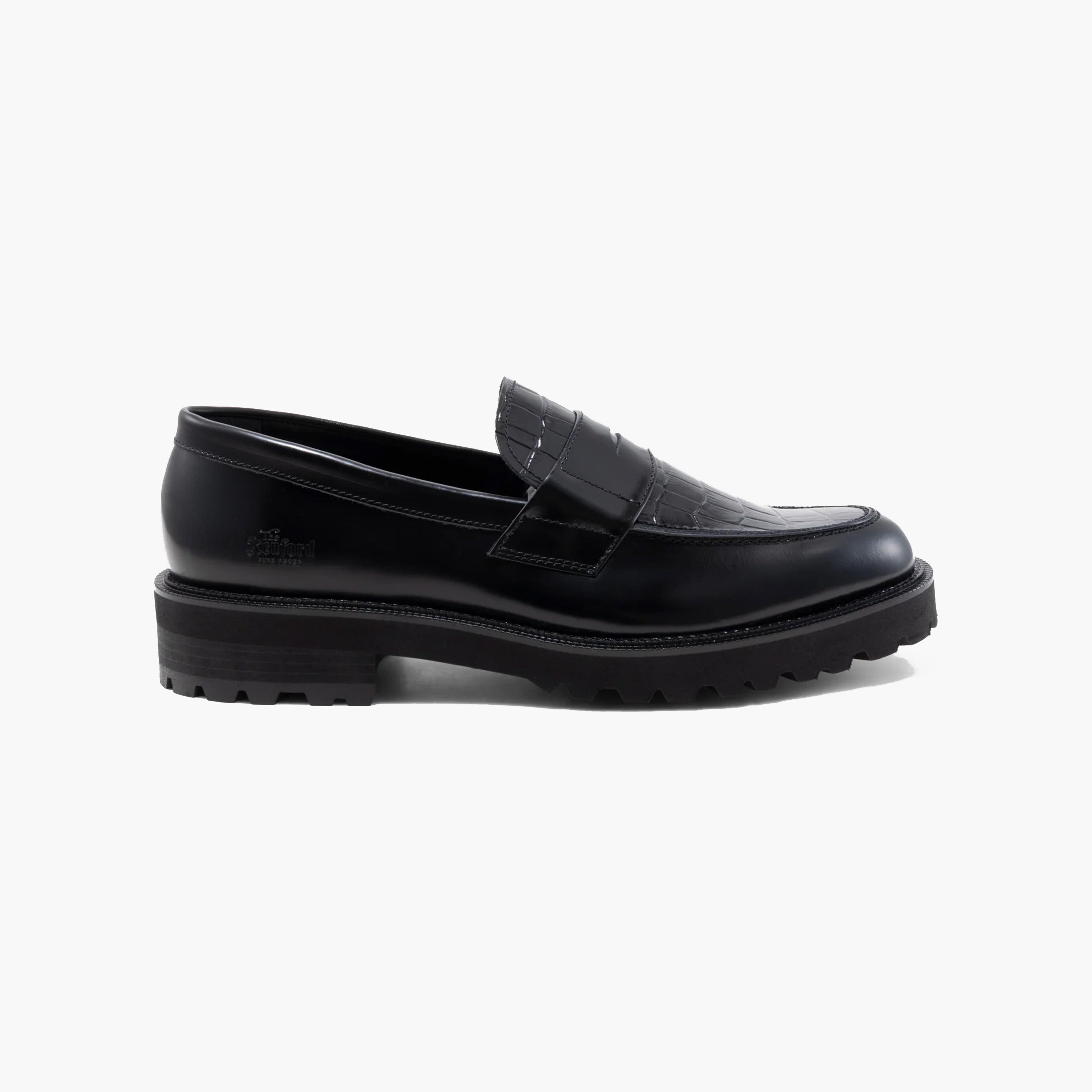 Kenford New Classic Coin Loafers "Black Crocodile"