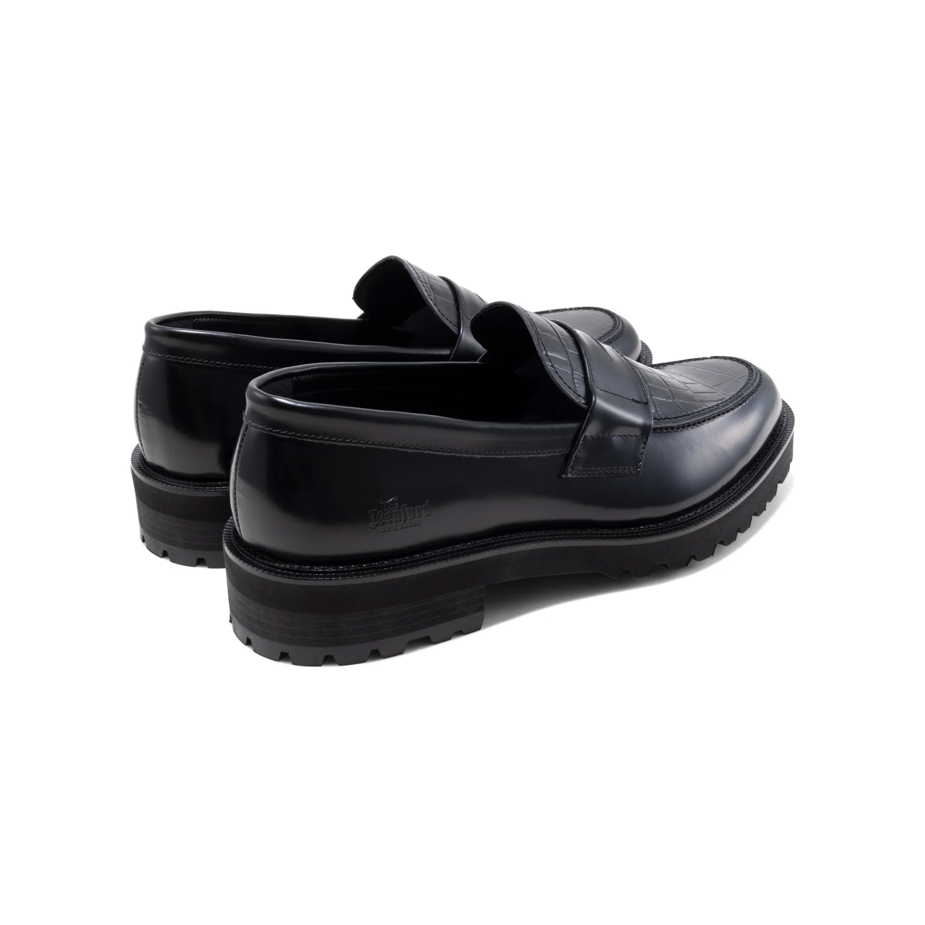 Kenford New Classic Coin Loafers "Black Crocodile"