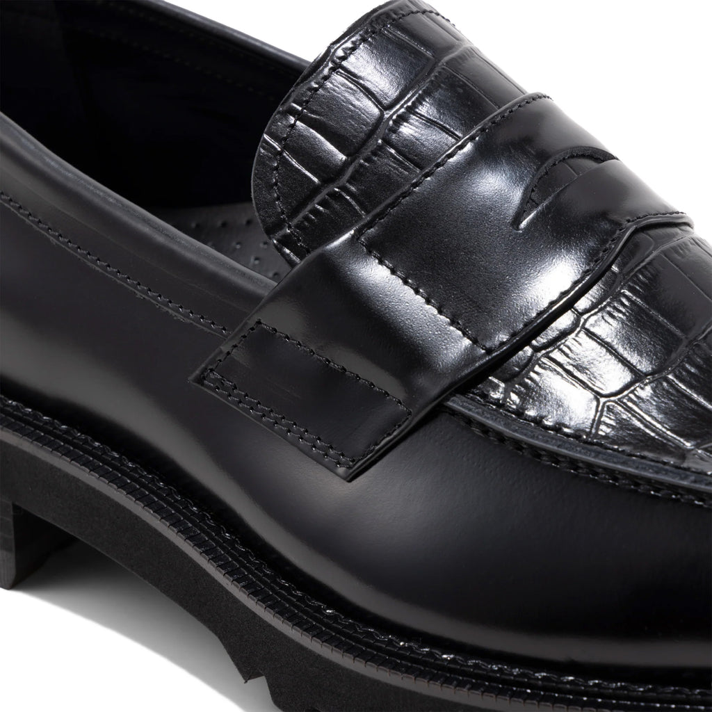 Kenford New Classic Coin Loafers "Black Crocodile"