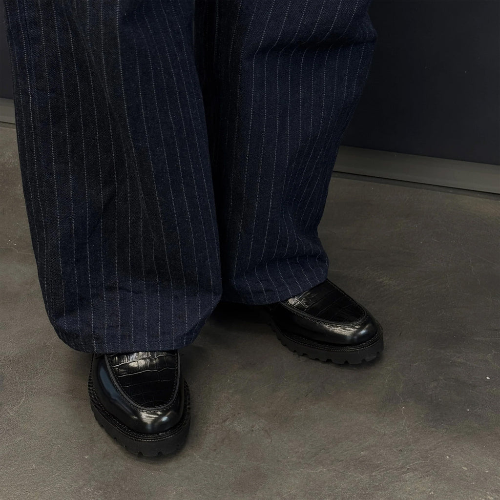 Kenford New Classic Coin Loafers "Black Crocodile"