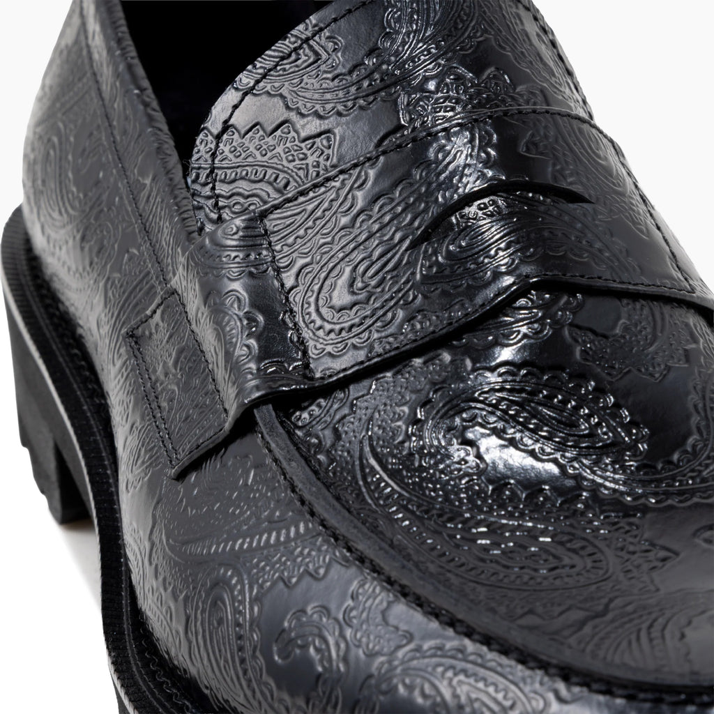 Kenford New Classic Coin Loafers "Black Paisley"