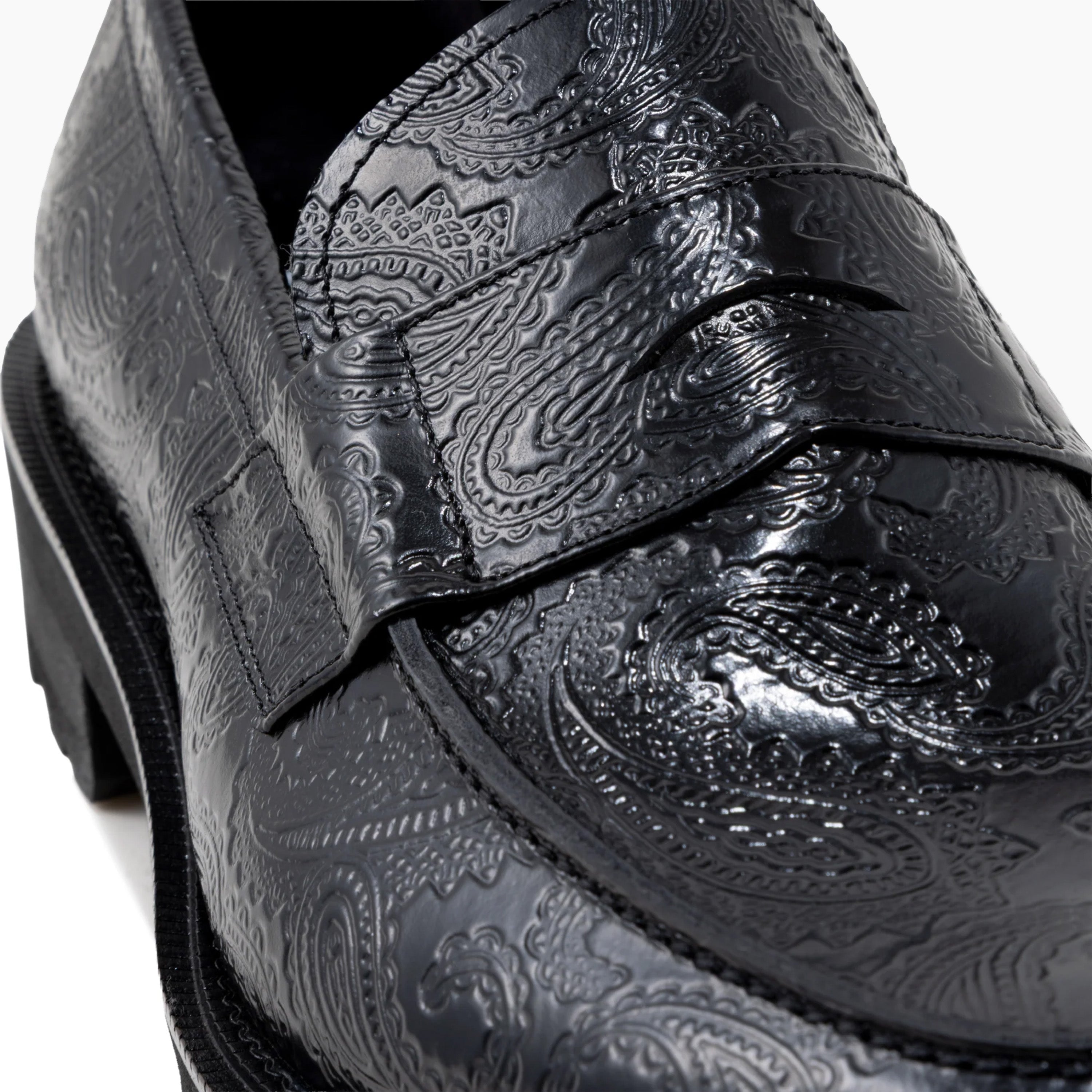 Kenford New Classic Coin Loafers "Black Paisley"