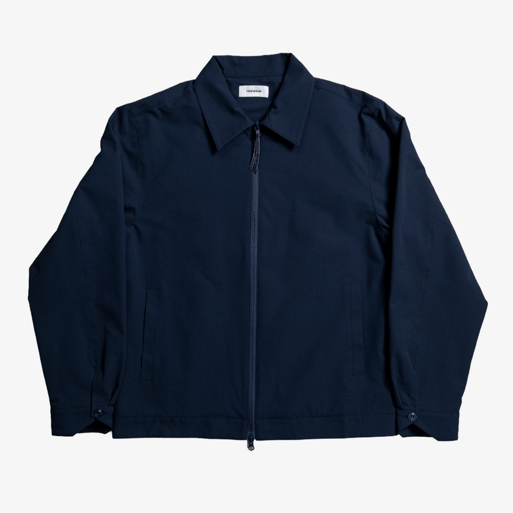 Honour Seersucker Pleated Blousson - Navy