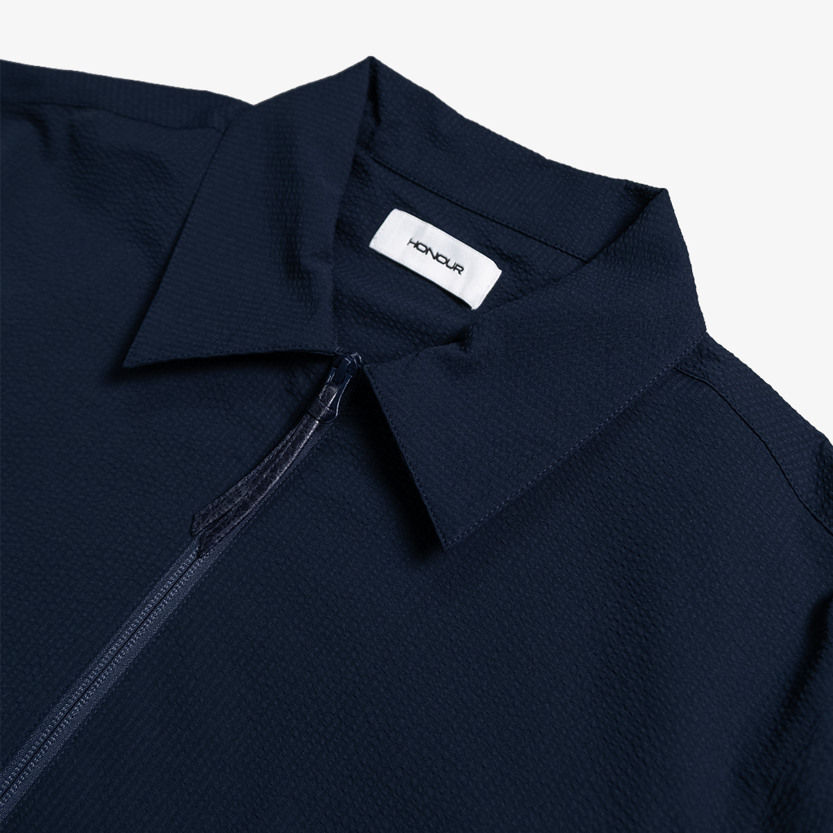 Honour Seersucker Pleated Blousson - Navy
