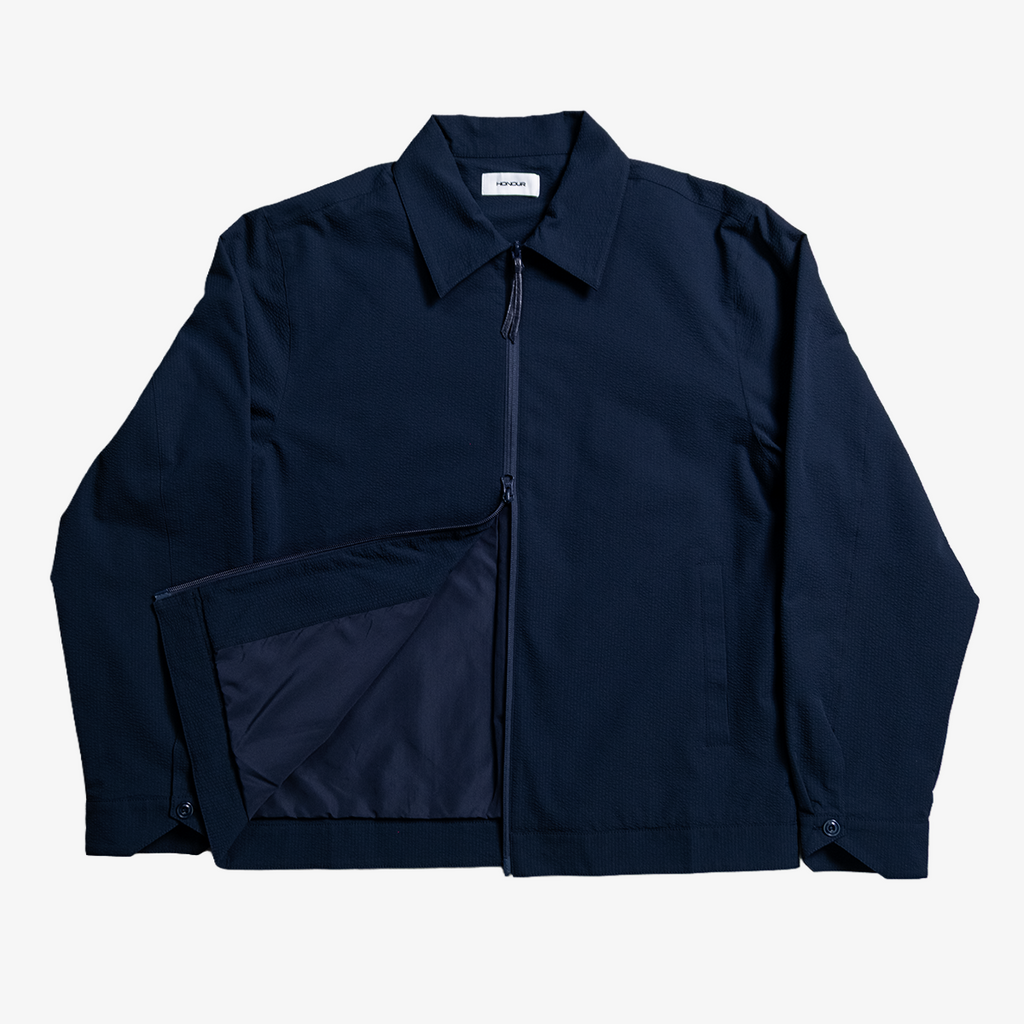 Honour Seersucker Pleated Blousson - Navy