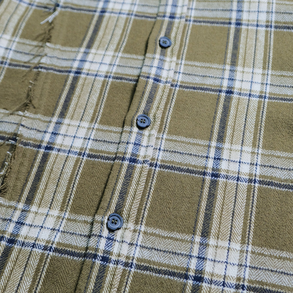 Honour Frayed Overshirt - Olive Check