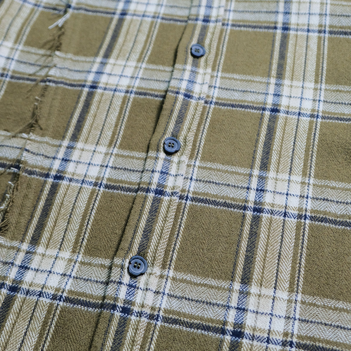 Honour Frayed Overshirt - Olive Check