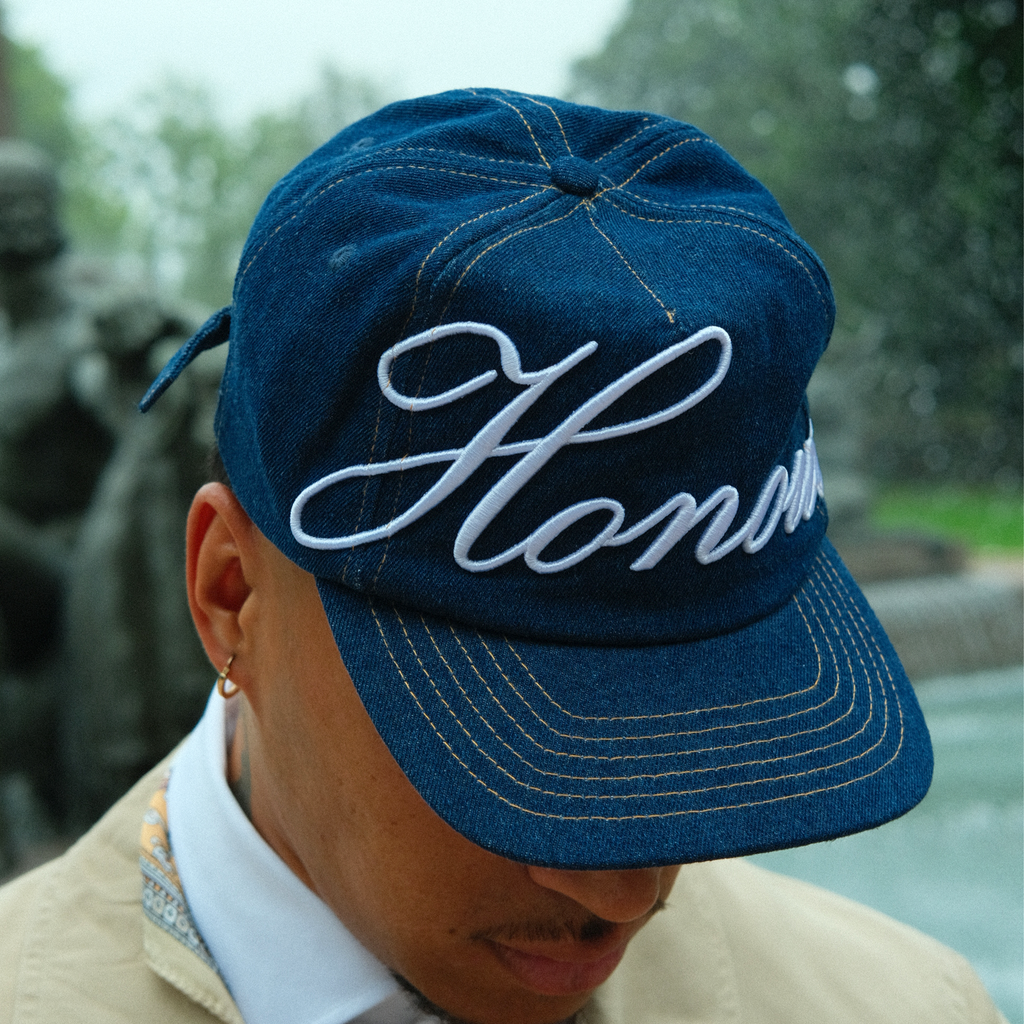 HONOUR Heritage Script Adjustable Hat 'Raw Denim'