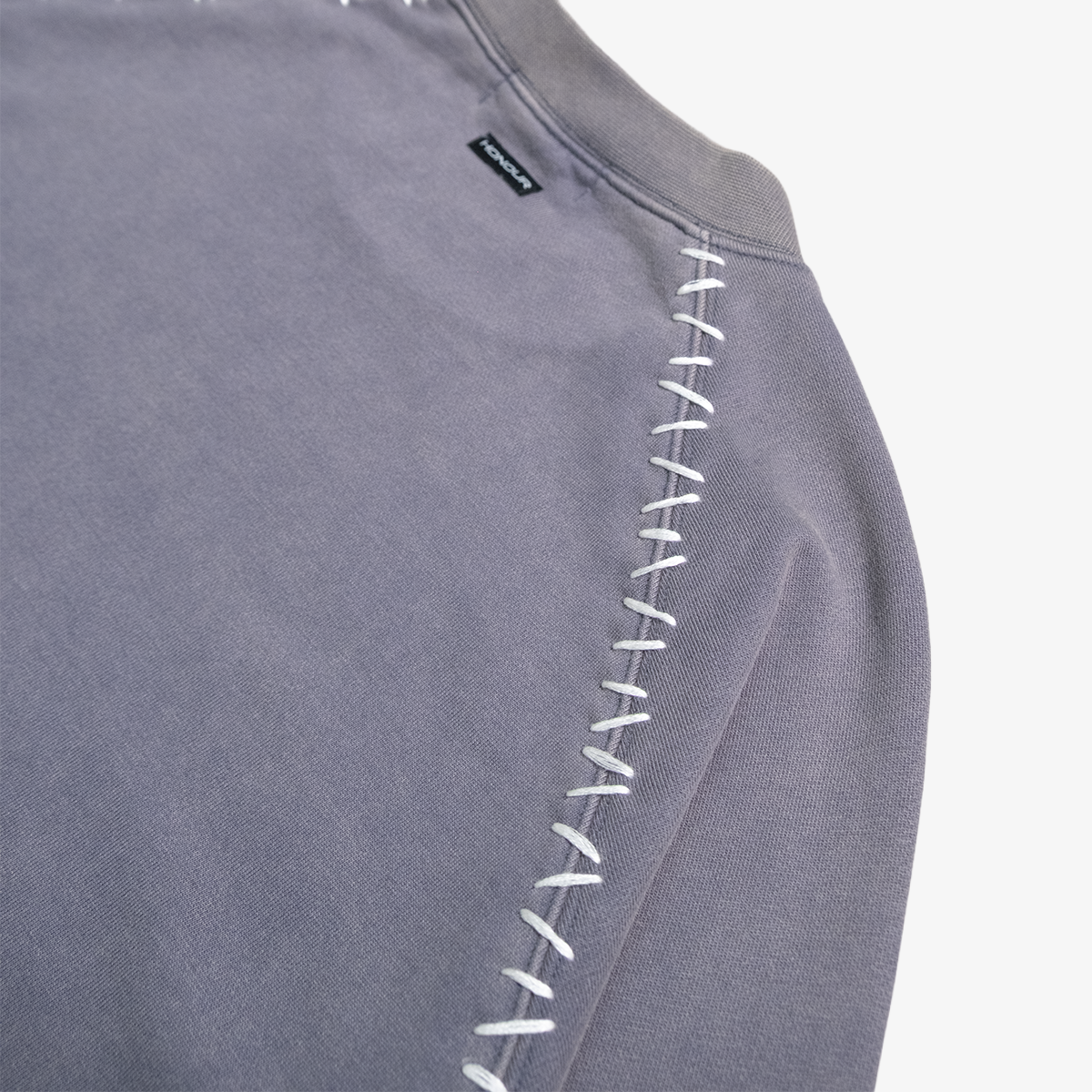 Honour Frankenstitch Crewneck - Stone Blue