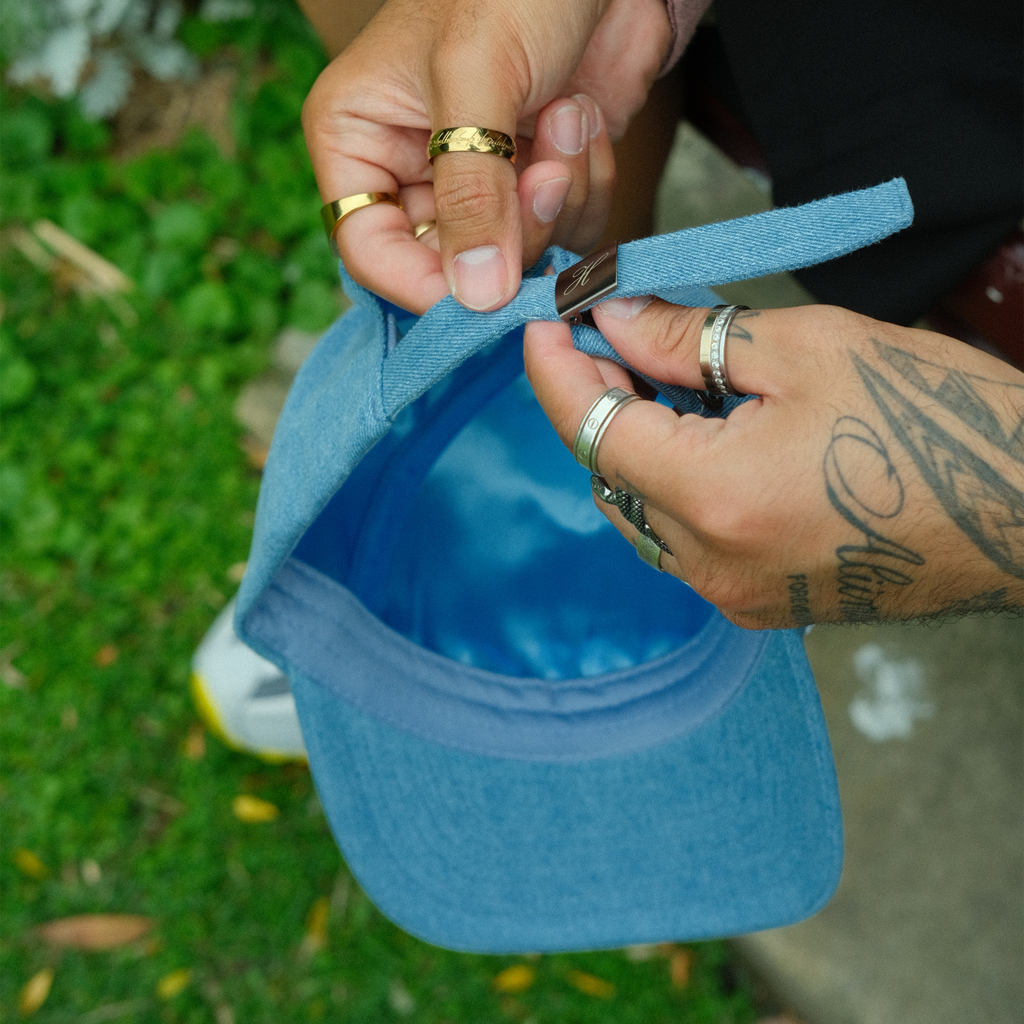 HONOUR Heritage Script Adjustable Hat 'Light Wash Denim'