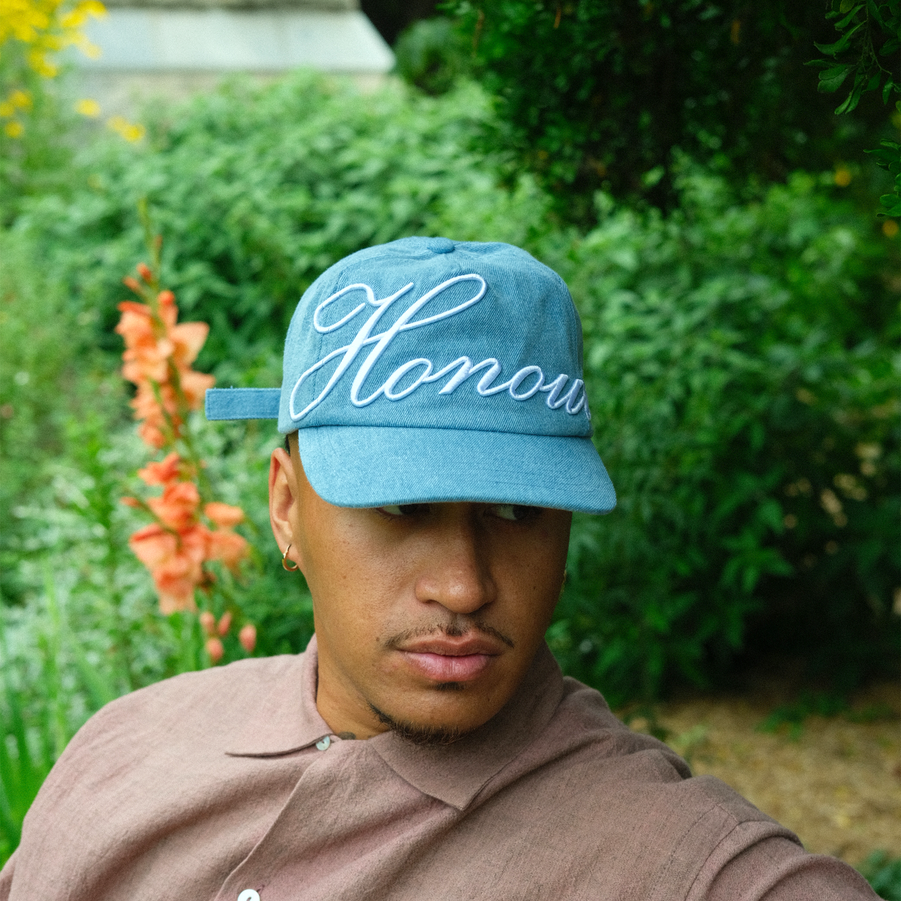 HONOUR Heritage Script Adjustable Hat 'Light Wash Denim'