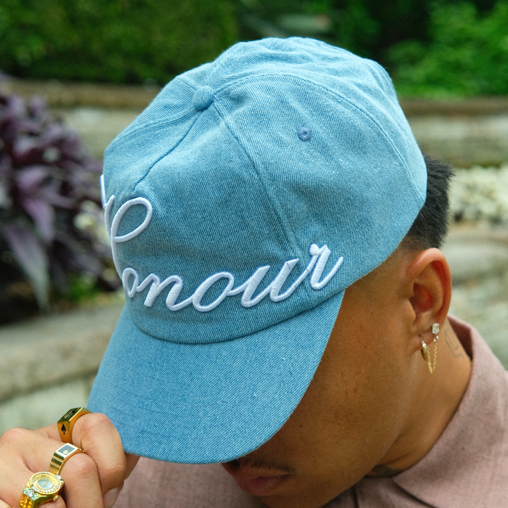 HONOUR Heritage Script Adjustable Hat 'Light Wash Denim'