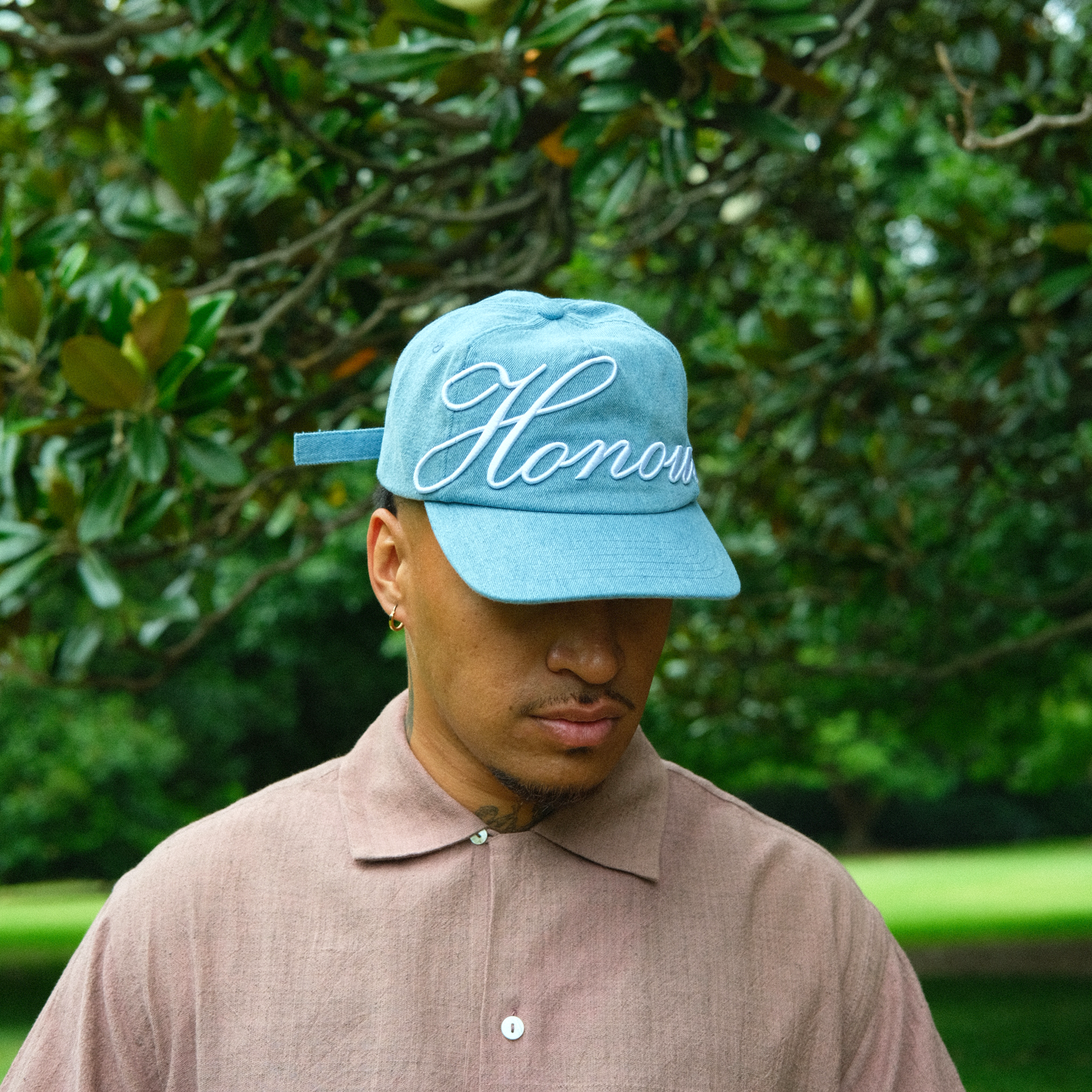HONOUR Heritage Script Adjustable Hat 'Light Wash Denim'