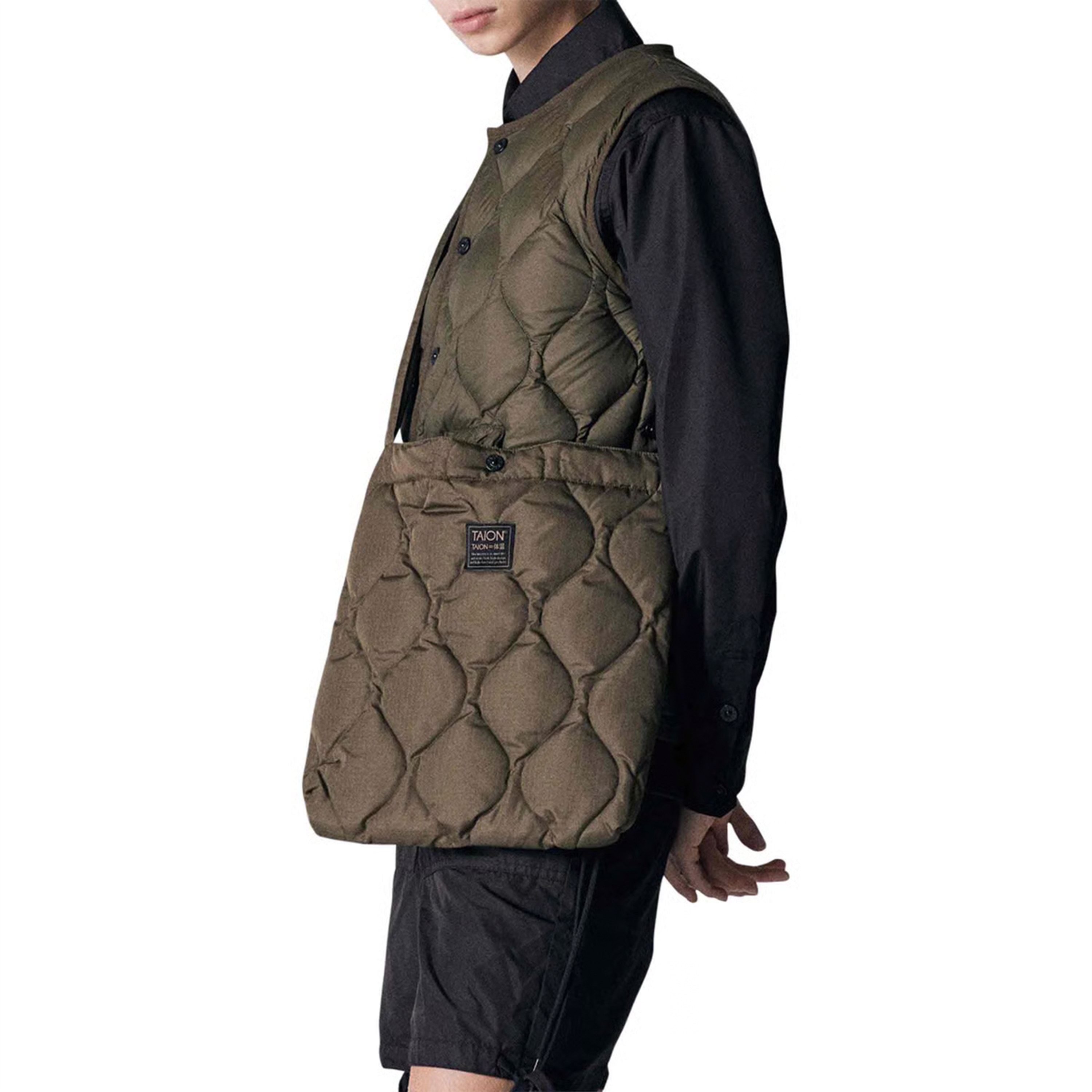Taion Military Cross Body Down Bag Medium 'Olive'