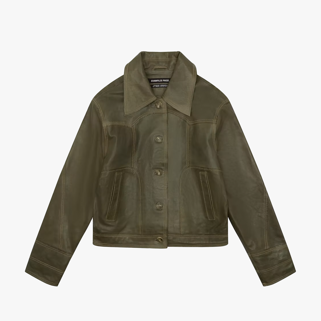 Examples Raw Edge Leather Jacket
