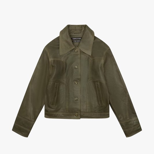 Examples Raw Edge Leather Jacket