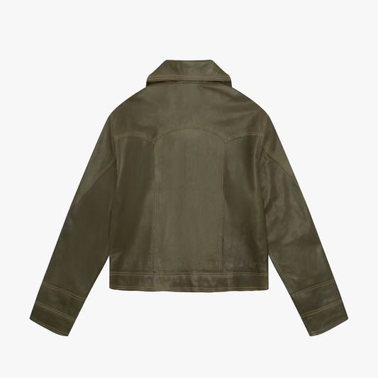 Examples Raw Edge Leather Jacket