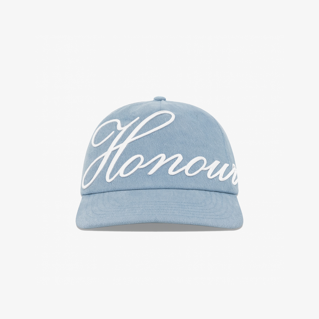 HONOUR Heritage Script Adjustable Hat 'Light Wash Denim'