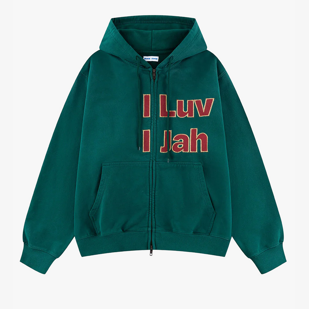 Woke Edge 'I Luv I Jah' Zip Hoodie