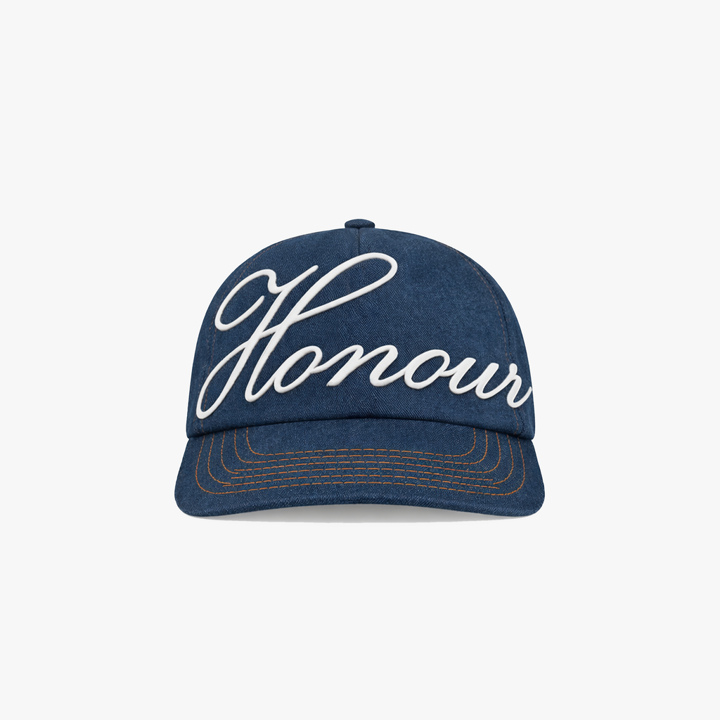 HONOUR Heritage Script Adjustable Hat 'Raw Denim'