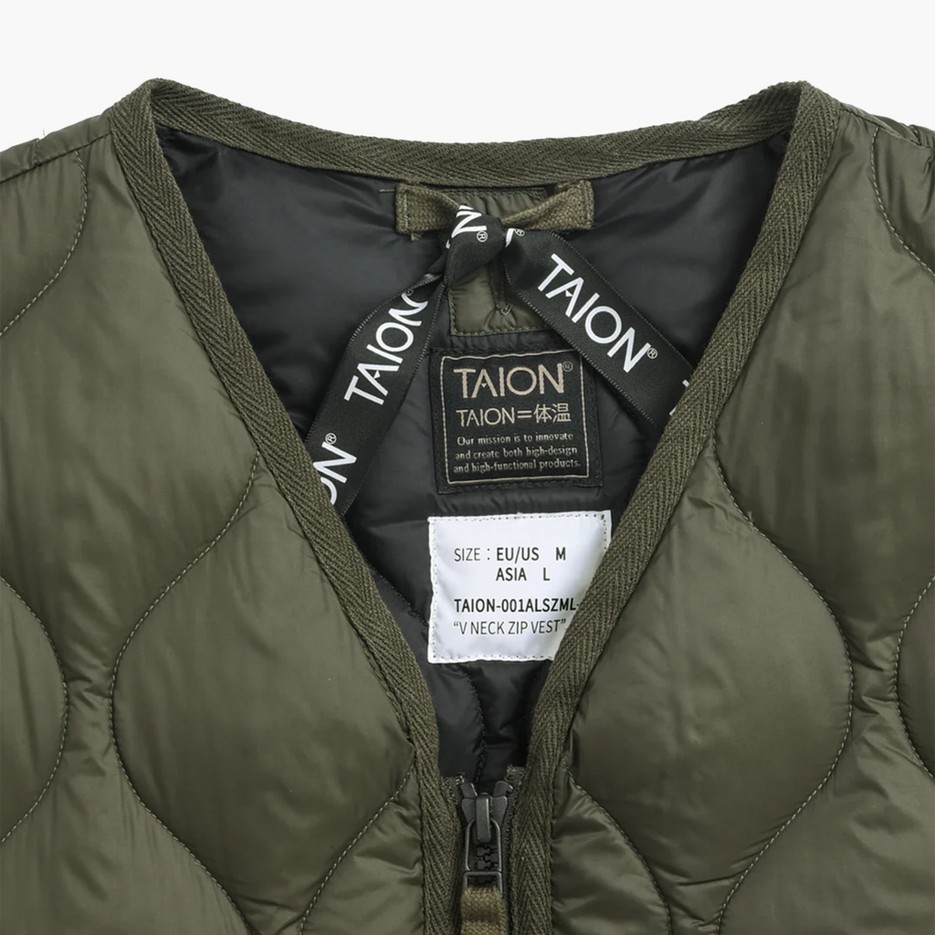 Taion Military V Neck W-Zip Down Vest (Soft Shell) 'Olive'