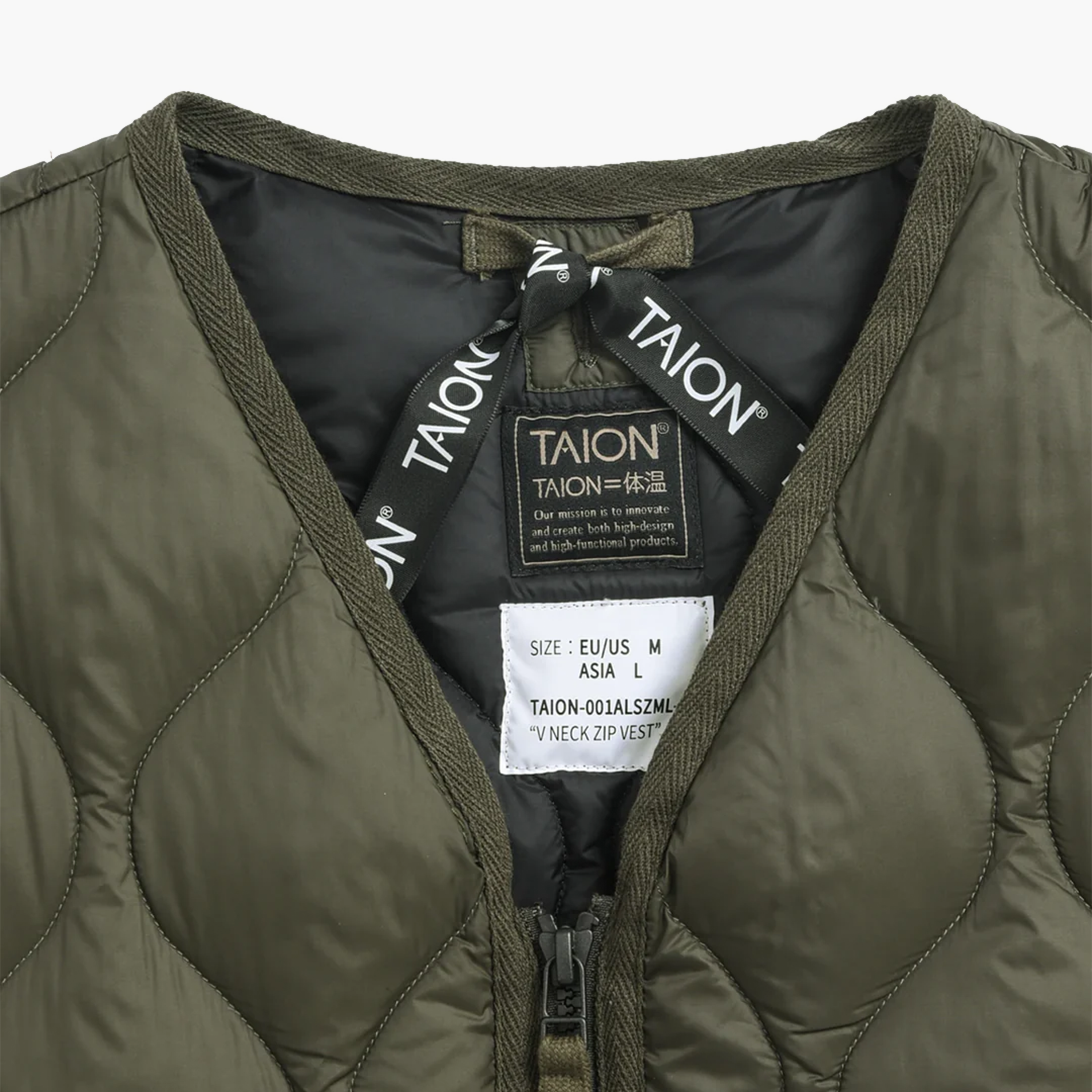 Taion Military V Neck W-Zip Down Vest (Soft Shell) 'Olive'