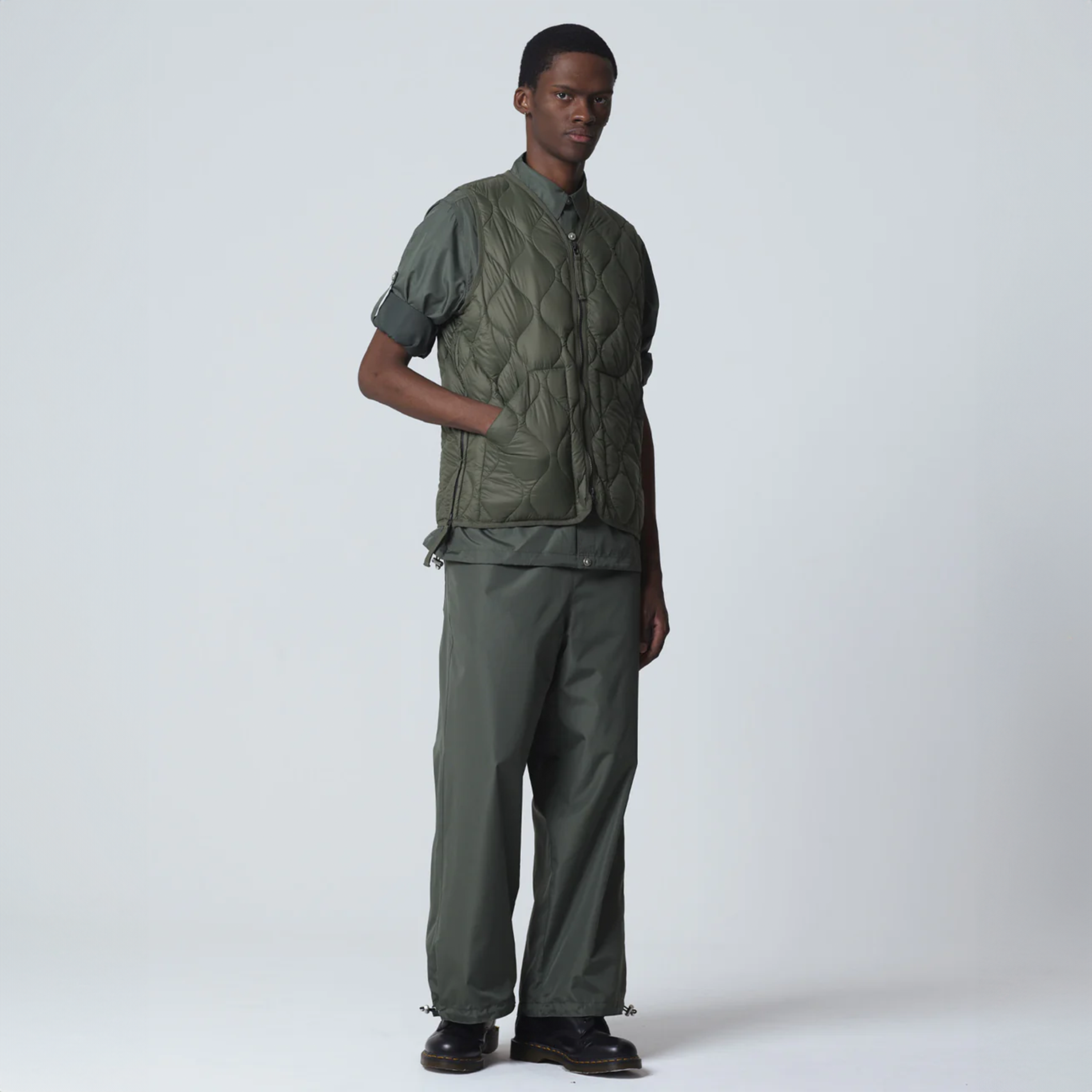 Taion Military V Neck W-Zip Down Vest (Soft Shell) 'Olive'