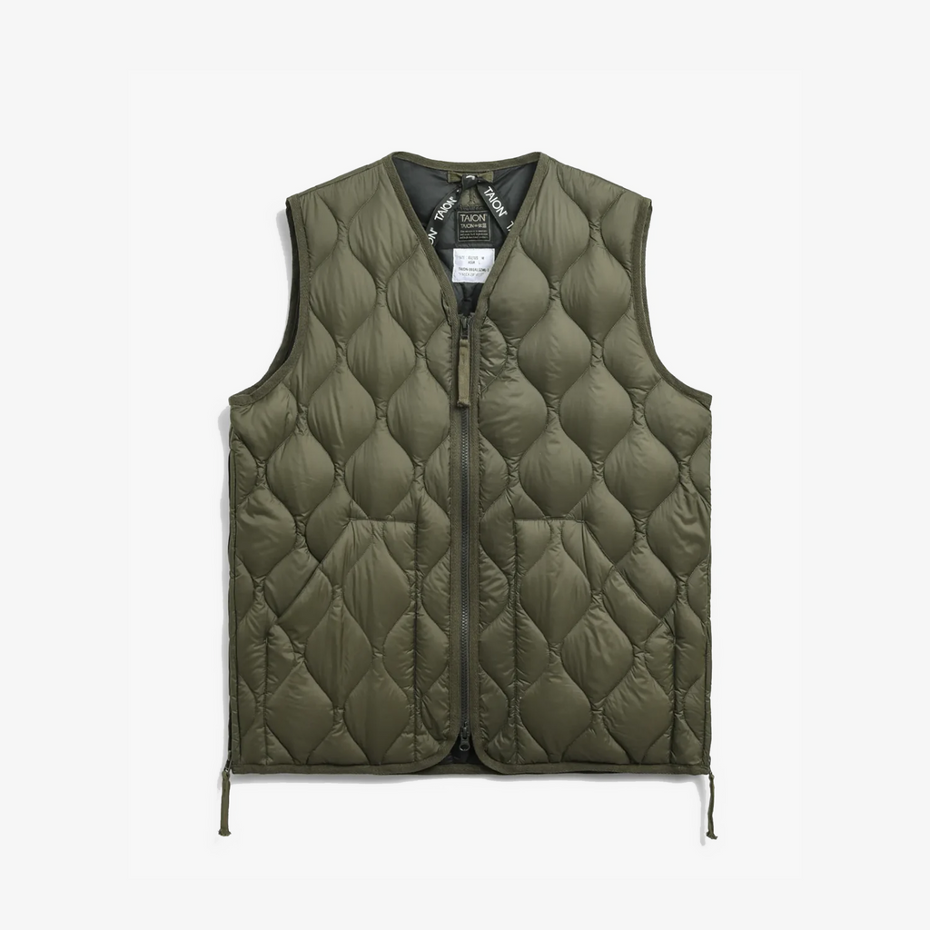 Taion Military V Neck W-Zip Down Vest (Soft Shell) 'Olive'