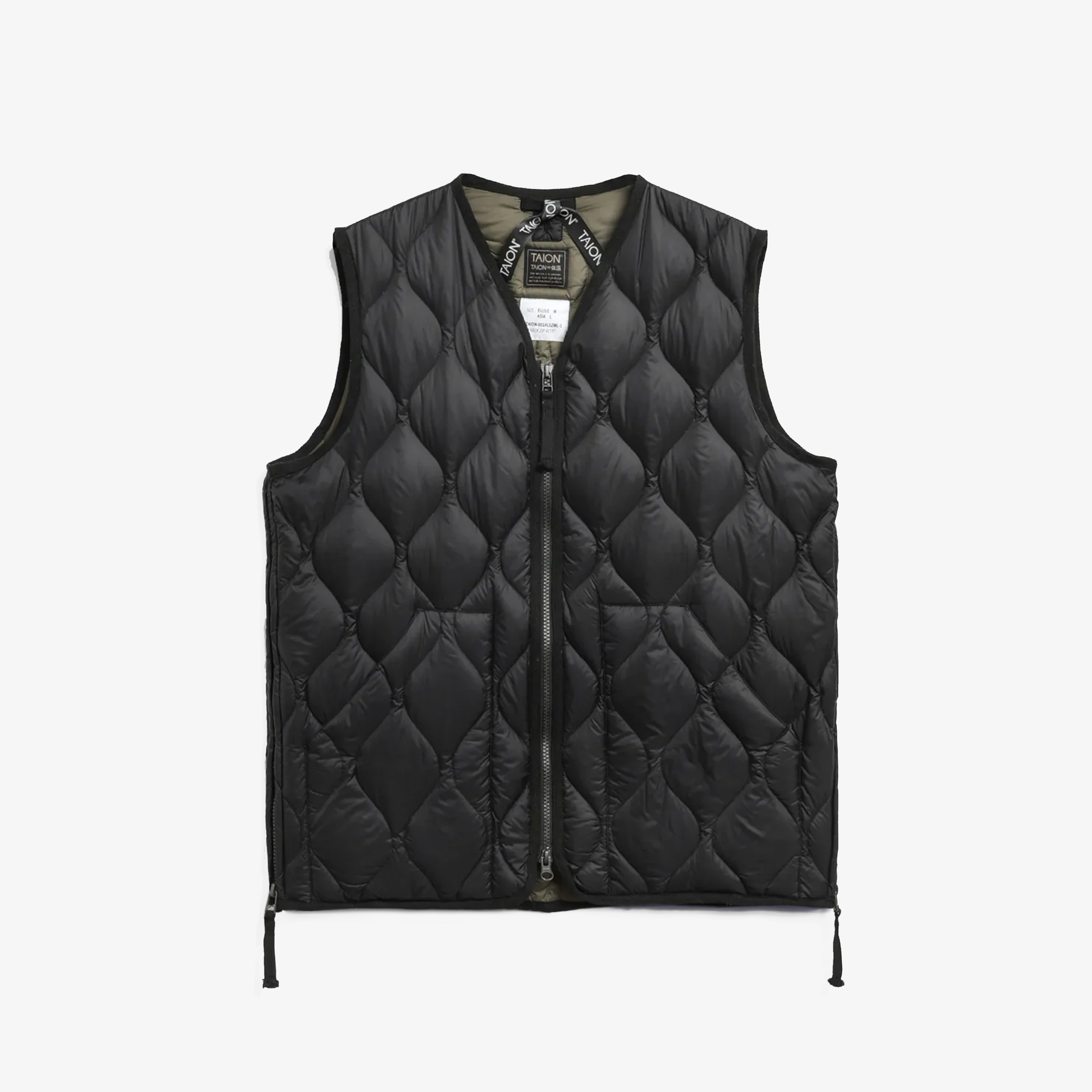 Taion Military V Neck W-Zip Down Vest (Soft Shell) "Black"