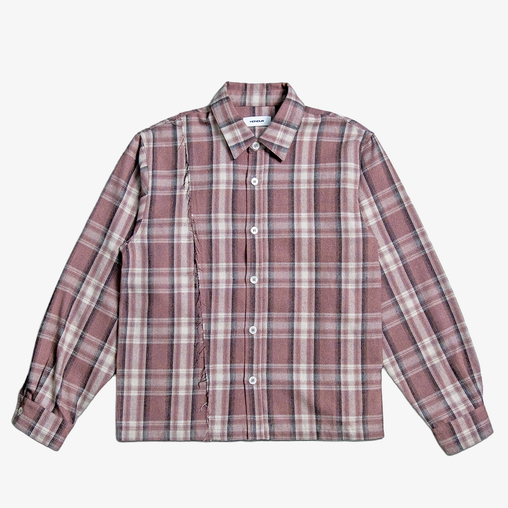 Honour Frayed Overshirt - Dusty Pink Check